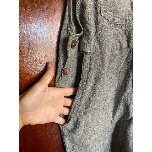 Gray Earthy Crunchy Cotton Ganesh Himal Bird Jumper Overalls - Picture 4 of 12